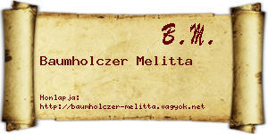 Baumholczer Melitta névjegykártya